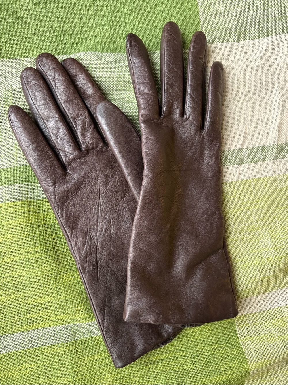 Saks Fifth Avenue Womens Leather Gloves Brown, Size 8